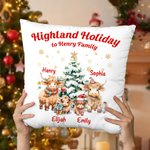 Personalisierte Hochlandkuh Familie Schneeflocke weichen Wurf Kissenbezug mit Namen Home Decor Weihnachtsgeschenk für Familie Hochland Kuh Liebhaber