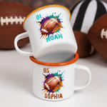 Personalised Splatter-Style Ball Elements 12 oz Enamel Mug with Name and Number Christmas Birthday Gift for Boys Girls