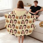 Personlig Roligt ansiktsfoto Flerfärgad mjuk filt med huva Julklapp för vänner Husdjursälskare