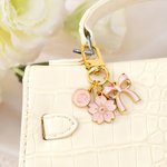 Personalised Pink Bow Flower Portable Keychain Bag Charm with Initial  Daily Use Birthday Christmas Gift for Bow Lovers Women
