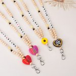 Gepersonaliseerde Pencil Apple Houten Beaded Badge Lanyard ID-kaarthouder met tekst terug naar school Waardering verjaardag Gift voor leraar