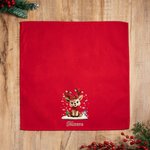 Personalized Cute Christmas Reindeer 100% Cotton Red Napkin with Name Table Decor Christmas Gift for Family Friends
