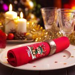 Personalized Cute Christmas Reindeer 100% Cotton Red Napkin with Name Table Decor Christmas Gift for Family Friends