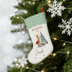 Personalized Watercolour Santa Claus Reindeer Nutcracker Christmas Stocking with Name Home Decor Christmas Gift for Kids Family Friends