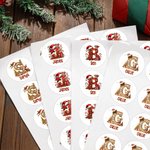 Personalized Reindeer Christmas Theme Initial Waterproof Stickers Labels with Name Christmas Decor Party Favors for Family Friends