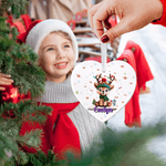 Personalised Christmas Elk Heart Round Ceramic Ornament with Name Tree Decor Christmas Gift for Family Friends