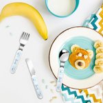 Personalisierte niedlichen Hochland Kuh Safe Edelstahl Gabel Löffel Messer 3 Stück Besteck Set mit Namen und Fall zurück zu Schule Geburtstag Geschenk für Jungen Mädchen