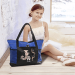 Personalized Cartoon Ballet Girl Large Capacity Tote Bag with Name and Mesh Pockets Christmas Birthday Gift for Friends Ballet Dance Lovers