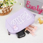 Gepersonaliseerd Multicolor Bloemen Lollipop Ontwerp Gestreept Make-up Tasje met Wikkel Naam Reizen Essentieel Verjaardagscadeau voor vrouwen