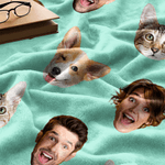 Personalized Funny Face Photo Multicolour Soft Throw Blanket Home Decor Christmas Birthday Gift for Family Friends Pet Lovers