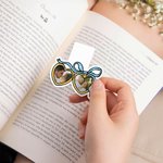 Personalised Bow Heart Locket Magnetic Bookmark Clip with 2 Photos Reading Accessory Christmas Birthday Gift for Book Lovers Bookworms