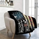 Personalized American Flag Soft Throw Blanket with Name Veterans Day Father's Day Birthday Gift for Soldiers Patriots