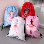 Personalized Cartoon Ballerina Girl Backpack Drawstring Bag Water Bottle with Name Sports Accessories Christmas Birthday Gift for Her