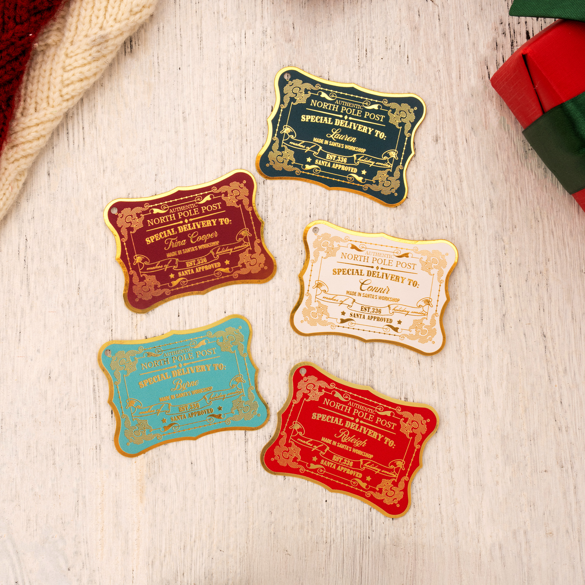 Personalised Santa Claus Vintage Postal Style North Pole Post Tag with ...