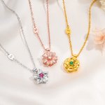 Gepersonaliseerde Fidget Spinner Geboorte Bloemen Ketting met Geboortesteen en Initialen Verjaardag Kerstcadeau voor Vrouwen Haar