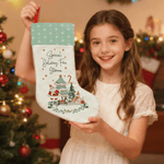 Personalized Watercolour Santa Claus Reindeer Nutcracker Christmas Stocking with Name Home Decor Christmas Gift for Kids Family Friends