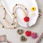 Gepersonaliseerde Pencil Apple Houten Beaded Badge Lanyard ID-kaarthouder met tekst terug naar school Waardering verjaardag Gift voor leraar