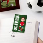 Personalized Soccer Cartoon Character Magnetic Bookmark Clip with Name and Number Birthday Christmas Gift for Soccer Lovers Bookworms
