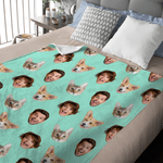 Personalized Funny Face Photo Multicolour Soft Throw Blanket Home Decor Christmas Birthday Gift for Family Friends Pet Lovers