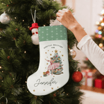 Personalized Watercolour Santa Claus Reindeer Nutcracker Christmas Stocking with Name Home Decor Christmas Gift for Kids Family Friends