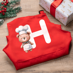 Personalized Cute Cartoon Animal Chef Adjustable Apron Chef Hat Set with Name and Initial Cooking Baking Accessories Birthday Holiday Gift for Kids