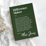 Personalised Difference Maker Multicolor Journal Notebook with Name Text and 100 Line Pages Appreciation Birthday Christmas Gift for Teacher Nurse