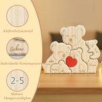 Personalisiertes Koala-Familie Holzpuzzle mit 2-5 Namen Rotem Herz Graviert Schreibtisch Deko Muttertag Geburtstag Jahrestag Geschenk für Familie