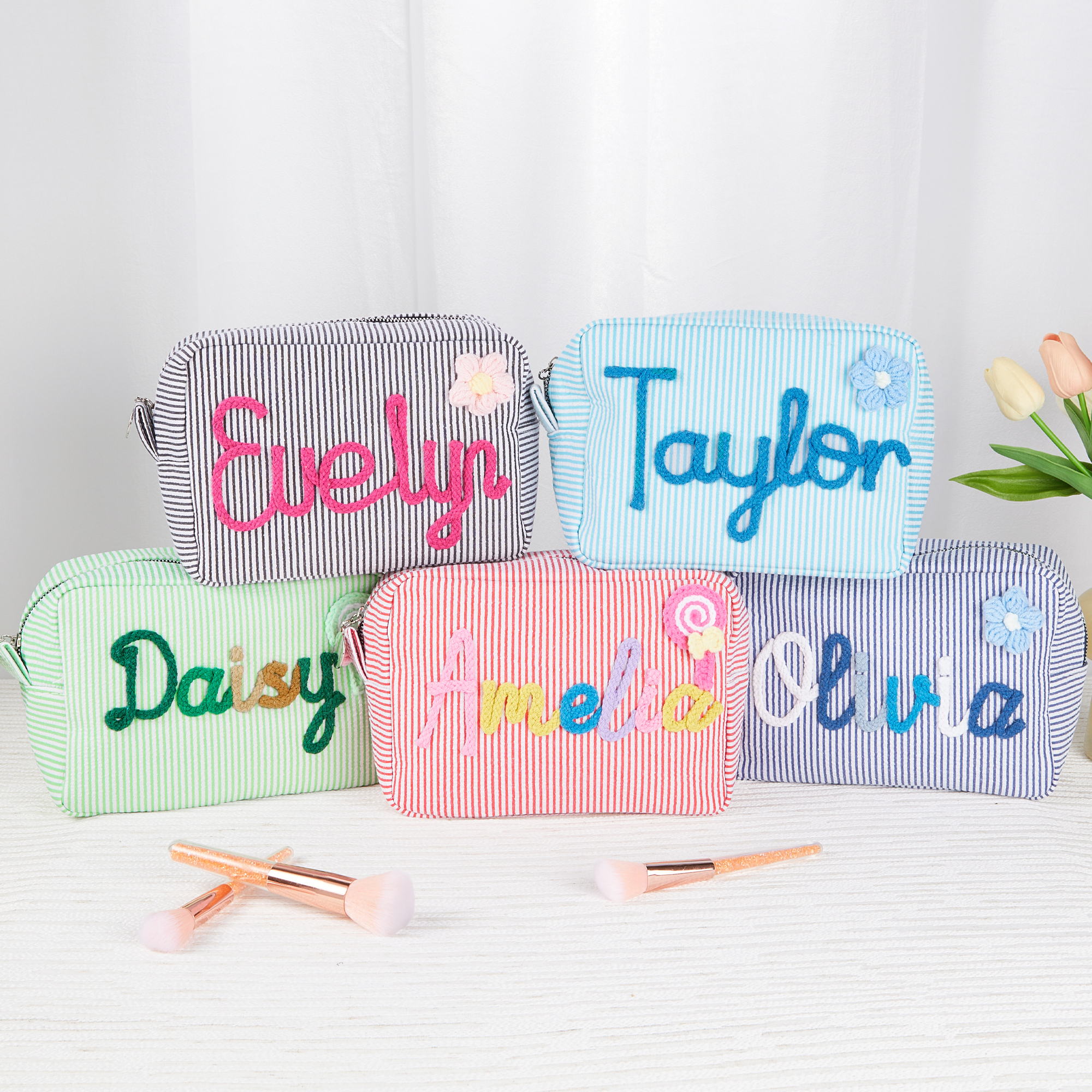 Sac de maquillage avec nom de voyage Cadeau d'anniversaire essentiel pour les femmes
