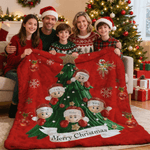 Personalised Christmas Tree Snowflake Soft Throw Blanket with 2-6 Names and Text Home Decor Christmas Gift for Family Friends