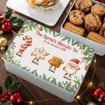 Personalisierte Cartoon Weihnachtsmann Rentier Keksdose Keks Storage Box mit 1-8 Namen und Text täglichen Gebrauch Weihnachtsgeschenk für Kind Familie