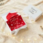 Personalisierte Stern-Muster erste Weihnachten 100% Baumwolle Baby Strampler Hut Outfit mit Geschenk-Box und Name Babys erste Weihnachten Baby Dusche Geschenk für Neugeborene