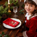 Personalized Cute Christmas Reindeer 100% Cotton Red Napkin with Name Table Decor Christmas Gift for Family Friends