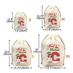 Personalized Christmas Elf Drawstring Canvas Gift Bag with Name and Initial Christmas Party Gift for Kids Family