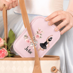 Personalised Cartoon Ballet Girl PU Leather Jewellery Box with Name and LED Three-Color Makeup Mirror Travel Essential Birthday Gift for Her