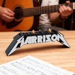 Personalised 3D Printed Heavy Metal Band Style Guitar Pick Holder with Text Music Studio Daily Use Gift for Guitarist Music lover