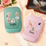 Personalised Cartoon Ballet Girl PU Leather Jewellery Box with Name and LED Three-Color Makeup Mirror Travel Essential Birthday Gift for Her