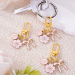 Personalised Pink Bow Flower Portable Keychain Bag Charm with Initial  Daily Use Birthday Christmas Gift for Bow Lovers Women