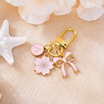 Personalised Pink Bow Flower Portable Keychain Bag Charm with Initial  Daily Use Birthday Christmas Gift for Bow Lovers Women