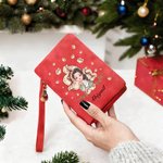 Personalized Cartoon Girl Flying Birth Flower PU Leather Folded Wristlet Wallet with Name and Multiple Card Slots Birthday Anniversary Gift for Women