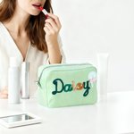 Gepersonaliseerd Multicolor Bloemen Lollipop Ontwerp Gestreept Make-up Tasje met Wikkel Naam Reizen Essentieel Verjaardagscadeau voor vrouwen