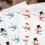Personalised Cute Snowman Design Christmas Waterproof Stickers Labels with Name and Year Christmas Decor Party Favors for Family Kids