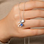 Collier avec pendentif en forme de coeur et pierres de naissance personnalisées Bijoux de Noël Cadeau d'anniversaire pour les femmes et les enfants
