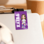 Personalized Soccer Cartoon Character Magnetic Bookmark Clip with Name and Number Birthday Christmas Gift for Soccer Lovers Bookworms