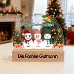 Personalisiertes Einstellbares Nachtlicht im Schneemann-Familien-Design mit Schneemännern Titeln und Namen Weihnachtsgeschenk für Kinder Familie