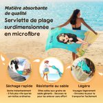 Serviette de Plage Super Absorbante Personnalisée avec Personnage et Nom Accessoire à Séchage Rapide de Voyage à la Plage Cadeau pour Enfant Famille