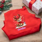 Personalisierte niedliche Weihnachten Rentier einstellbar Kind Schürze Koch Hut Set mit Namen und Tasche Kochen Weihnachtsgeschenk für Jungen Mädchen