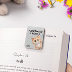 Personalised You Pawsed Here Cartoon Cat Dog PU Leather Magnetic Bookmark Clip with Name Daily Use Birthday Gift for Book Lovers Bookworms