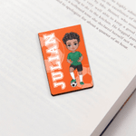 Personalized Soccer Cartoon Character Magnetic Bookmark Clip with Name and Number Birthday Christmas Gift for Soccer Lovers Bookworms