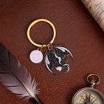 Gepersonaliseerde Donkere Draak Draagbare Sleutelhanger met Initiaalbedeltje Dagelijks Gebruik Verjaardagscadeau voor Drakenliefhebbers