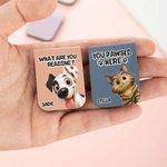 Personalised You Pawsed Here Cartoon Cat Dog PU Leather Magnetic Bookmark Clip with Name Daily Use Birthday Gift for Book Lovers Bookworms